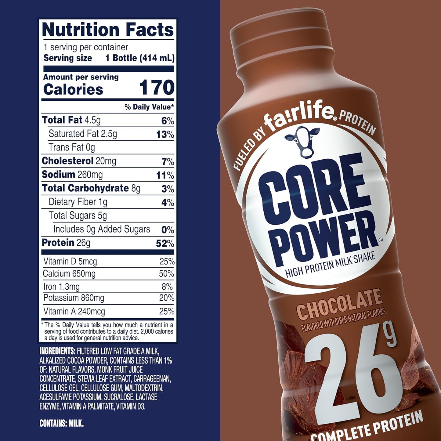 Elite High Protein Shake .26g/42g Bottle. 14oz. 12 Pack！